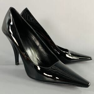 THE ROW Size 7.5 Black Patent Leather Pointed Toe Pumps